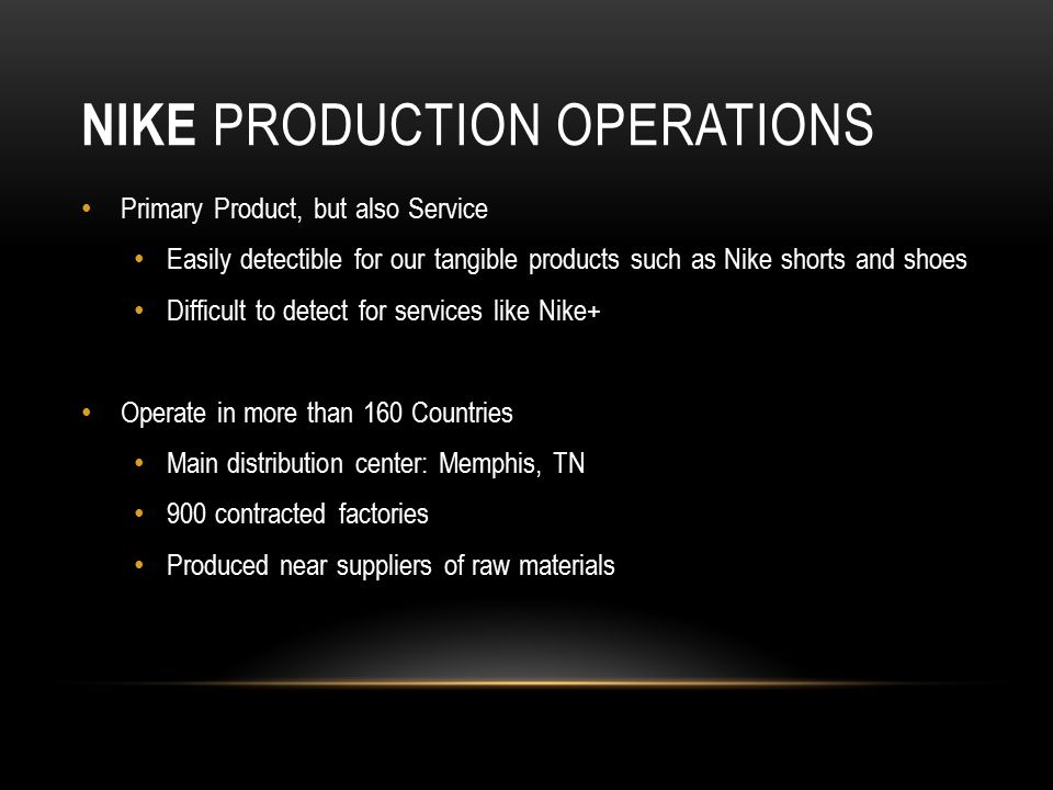 Manufacturing process of nike products